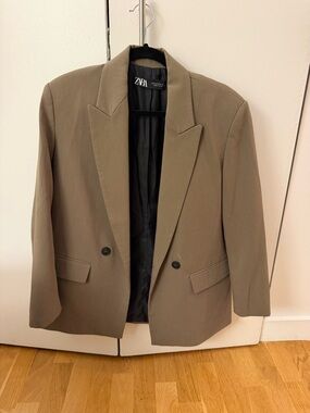 Zara Olive-Brown Single-Breasted Blazer